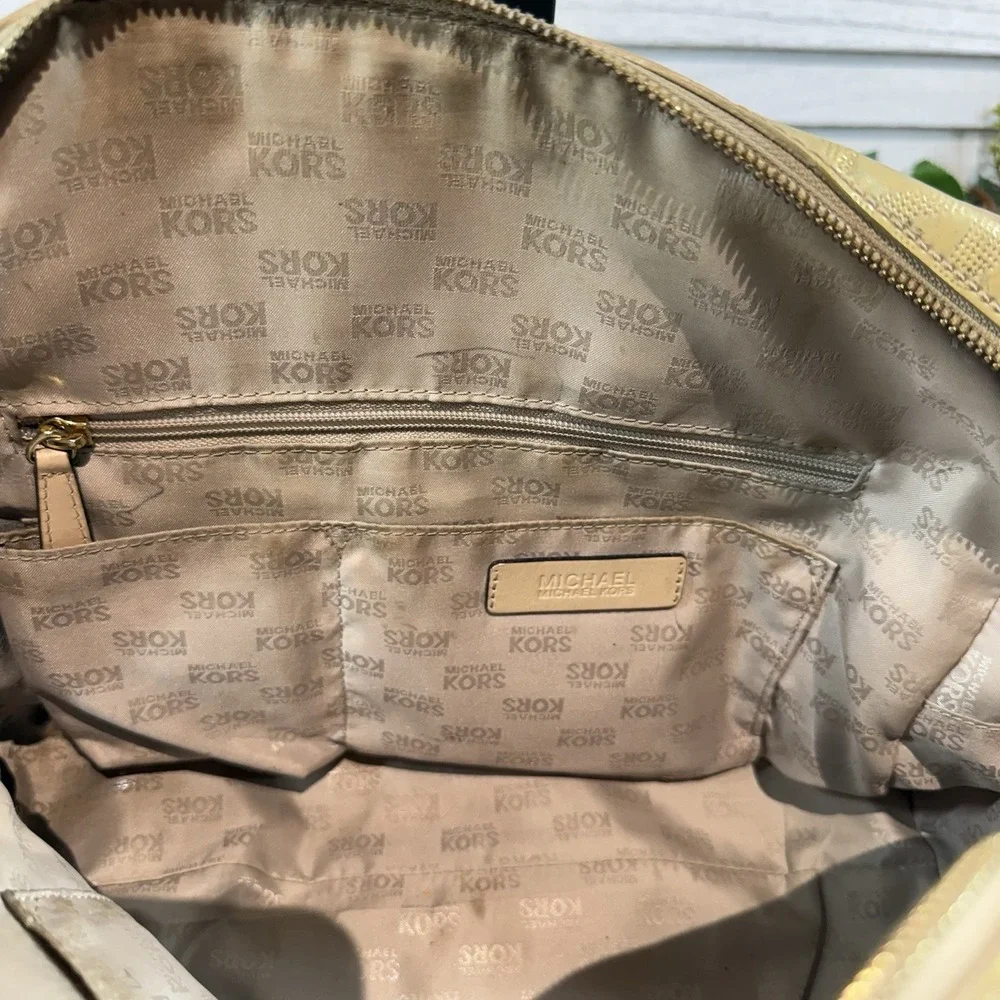 Gold Metallic Mirror duffle Michael‎ Kors